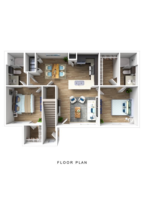 A floor plan of a house with labeled rooms.
